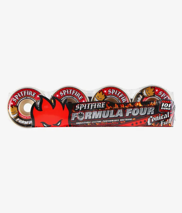 SPITFIRE FORMULA FOUR CONICAL FULL WHEELS (WHITE RED) 101A