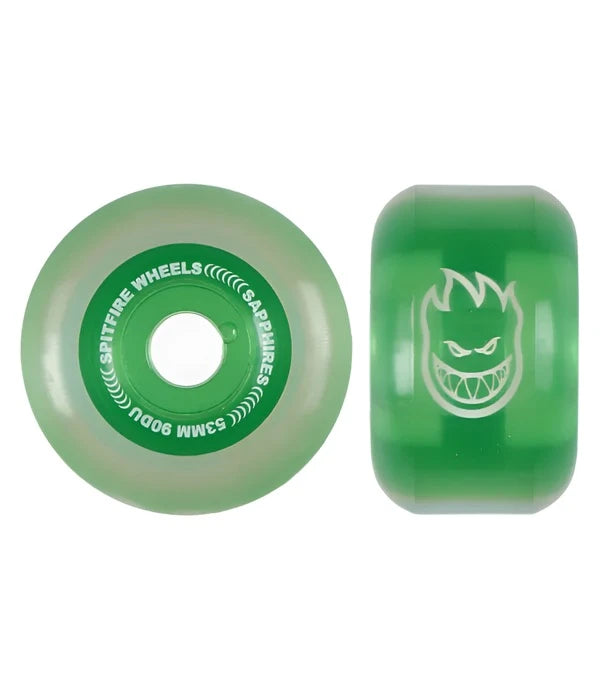 SPITFIRE SAPPHIRE WHEELS (CLEAR GREEN) 53 MM 90A