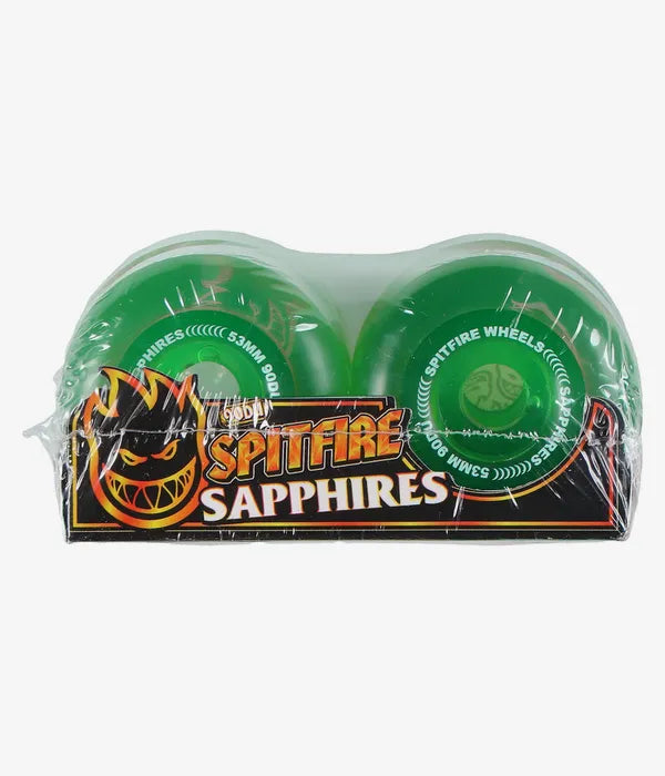 SPITFIRE SAPPHIRE WHEELS (CLEAR GREEN) 53 MM 90A